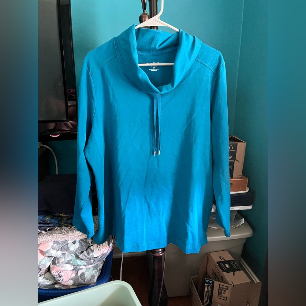 Karen Scott Blue Relaxed Hoodie Sweatshirt